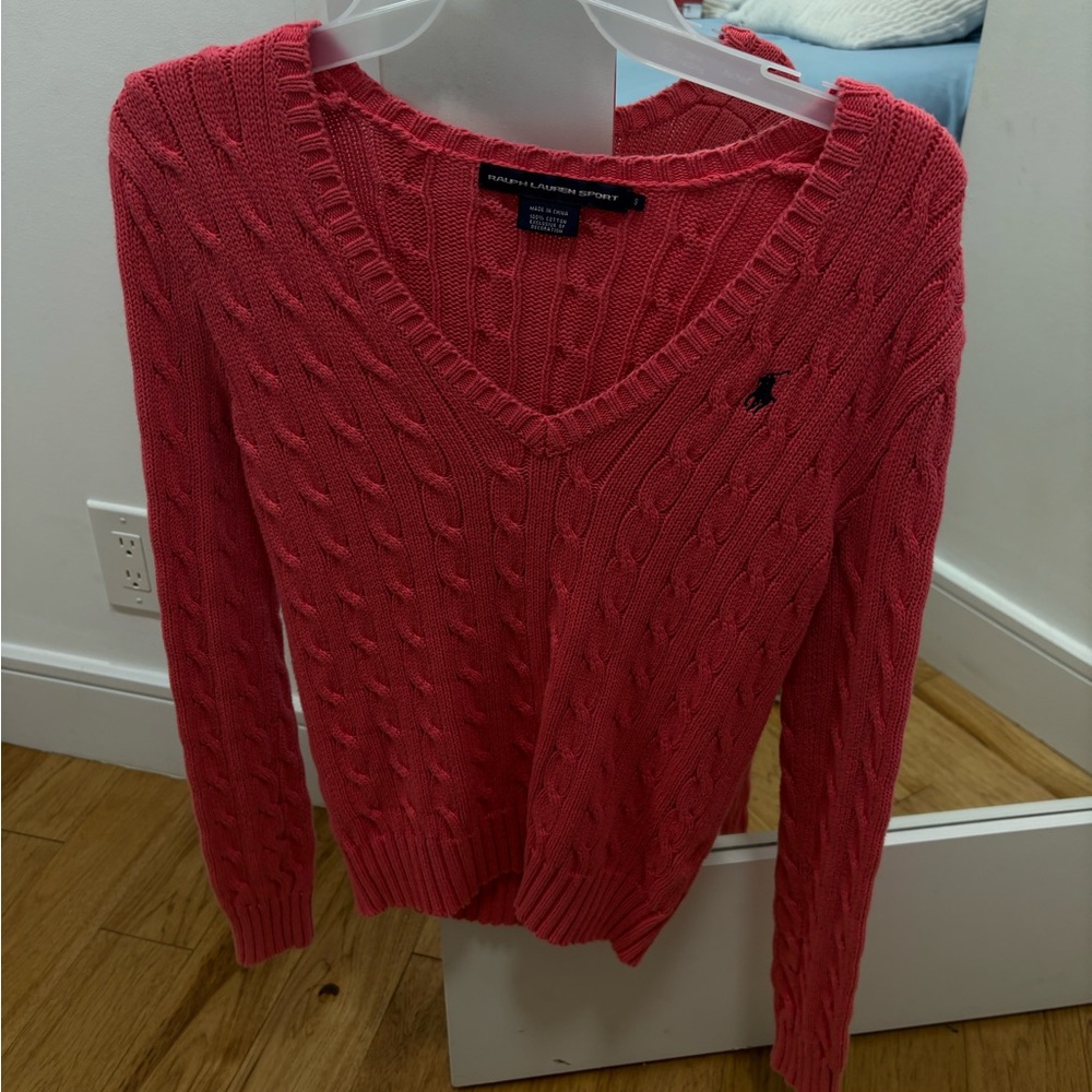 Polo Ralph Lauren Womnes V-Neck Sweater in Coral